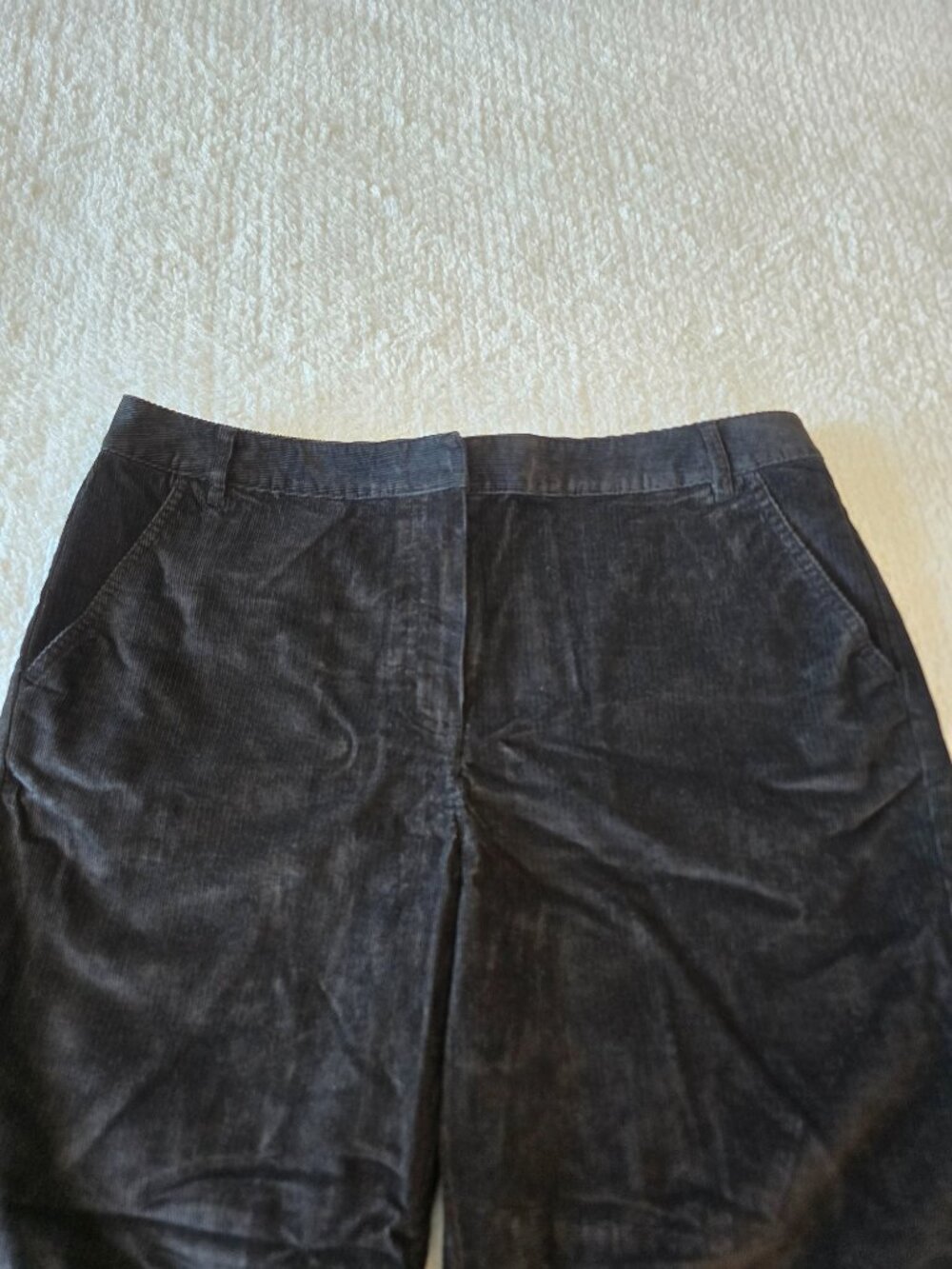 Talbots Stretch Corderoy Pants Charcoal Grey Cuffed Wide Leg Size 12 - Picture 9 of 16